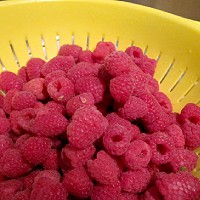 raspberries in yellow